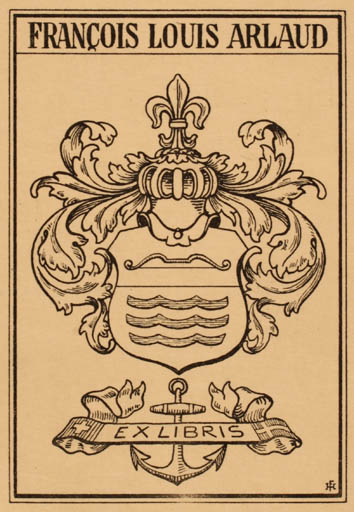 Exlibris by Hans Flygenring from Denmark for Francois Louis Arlaud - Heraldry 