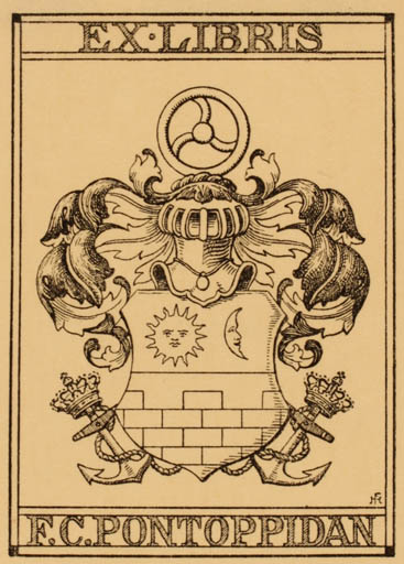 Exlibris by Hans Flygenring from Denmark for F. C Pontoppidan - Heraldry 