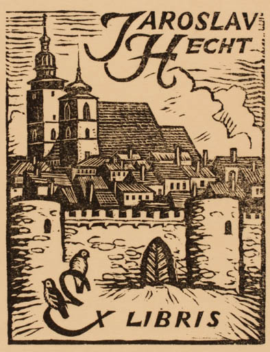 Exlibris by Michal Florian from Czech Republic for Jaroslav Hecht - City 