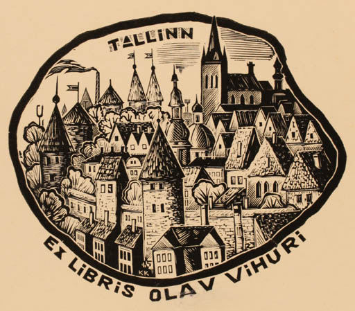 Exlibris by K.S. Kozlowski from Russia for Olav Vihuri - City 