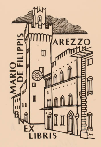 Exlibris by Giuseppe Mirabella from Italy for Mario de Filippis - City 