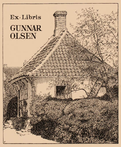 Exlibris by Kristian Kongstad from Denmark for Gunnar Olsen - Architecture 