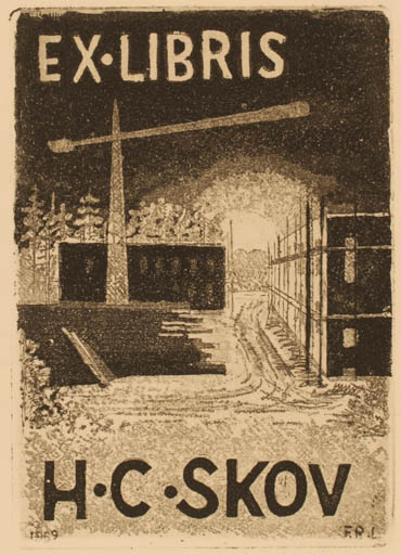 Exlibris by Fl Rud Larsen from Denmark for Henry Carlo Skov - 