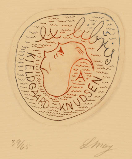 Exlibris by Lorentz May from Denmark for A. Kjelgaard Knudsen - 