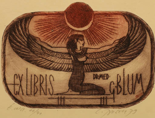 Exlibris by Ladislav Rusek from Czech Republic for Dr. Gernot Blum - Sun Egypt 