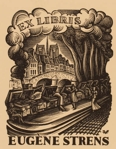 Exlibris by Valentin Le Campion from France for Eugene Strens - City 