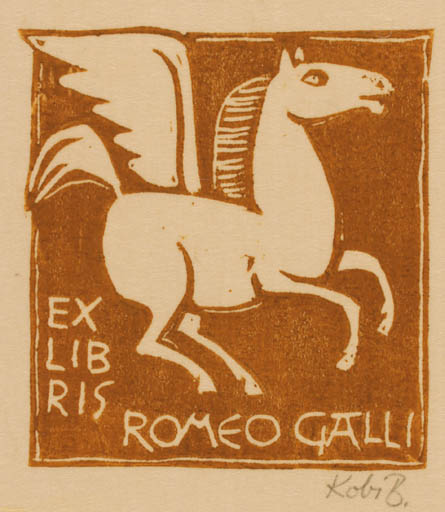 Exlibris by Kobi Baumgartner from Schwitzerland for Romeo Galli - Pegasus 