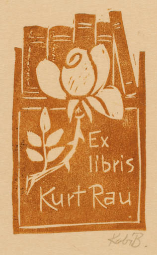 Exlibris by Kobi Baumgartner from Schwitzerland for Kurt Rau - Flower Book 