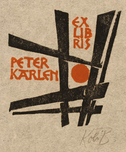 Exlibris by Kobi Baumgartner from Schwitzerland for Peter Karlen - Abstract 