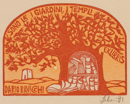 Exlibris by Maria Elisa Leboroni from Italy for Dario Bavicchi - Book Tree 