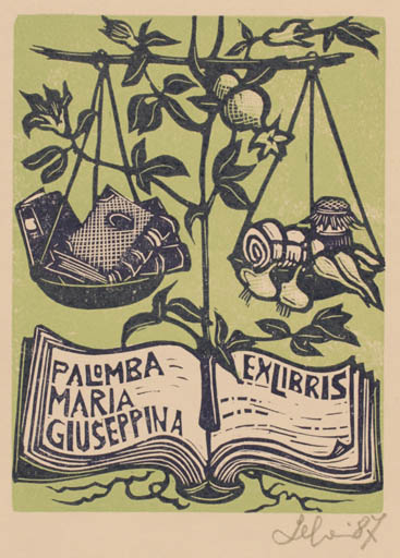 Exlibris by Maria Elisa Leboroni from Italy for Palomba Maria Giuseppina - Book 