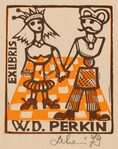 Exlibris by Maria Elisa Leboroni from Italy for W. D. Perkin - Couple 