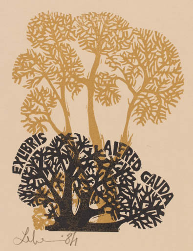 Exlibris by Maria Elisa Leboroni from Italy for Alfred Gauda - Tree 