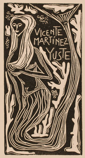 Exlibris by Maria Elisa Leboroni from Italy for V.M. Yuste - Mermaid 