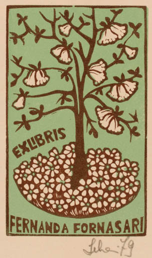 Exlibris by Maria Elisa Leboroni from Italy for Fernanda Fornasari - Tree 