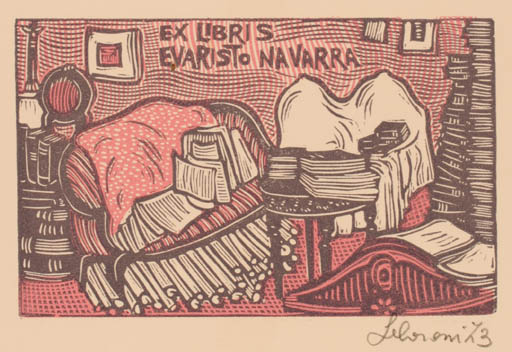 Exlibris by Maria Elisa Leboroni from Italy for Evaristo Navarra - Interior 