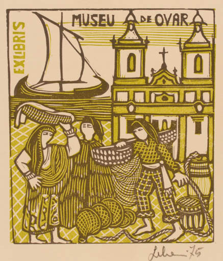 Exlibris by Maria Elisa Leboroni from Italy for Museu de Ovar - Group Ship/Boat 