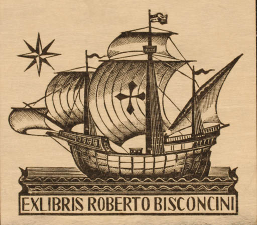 Exlibris by Italio Zetti from Italy for Roberto Bisconcini - Maritime Ship/Boat 