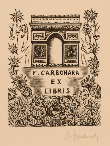 Exlibris by Jocelyn Mercier from France for Francesco Carbonara - Architecture Flora 