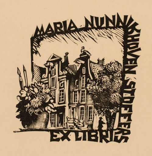 Exlibris by Reinier Snapper from Netherland for Maria Nunnikhoven Stoffers - City 