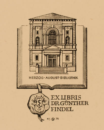 Exlibris by Oswin Volkamer from Germany for Dr. Günther Findel - Architecture 