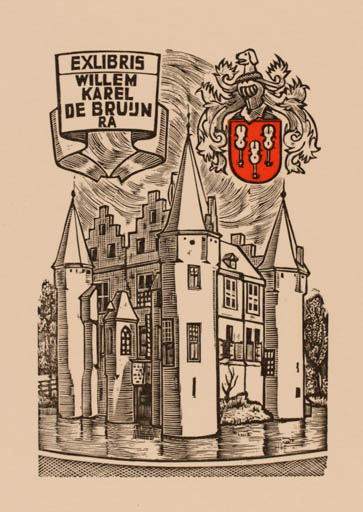 Exlibris by Jan Battermann from Netherland for Willem Karel De Bruunra - Castle/Palace 