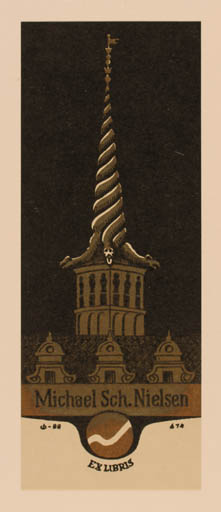 Exlibris by Christian Blæsbjerg from Denmark for Michael Sch. Nielsen - Castle/Palace 