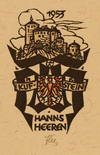 Exlibris by Otto Teil from Austria for Hanns Heeren - Castle/Palace 