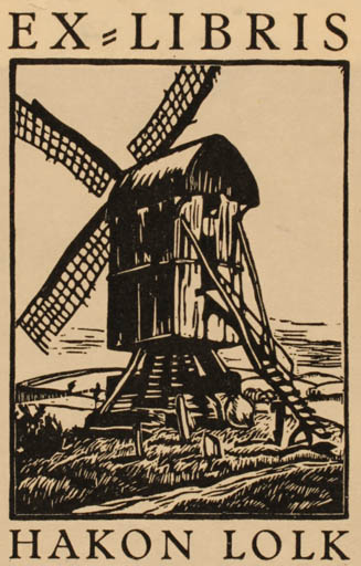 Exlibris by H. C. Bärenholdt from Denmark for Hakon Lolk - Mill 