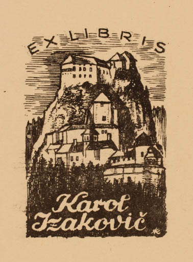 Exlibris by Jenö Kertes-Kollmann from Hungary for Karol Izakovic - Castle/Palace 