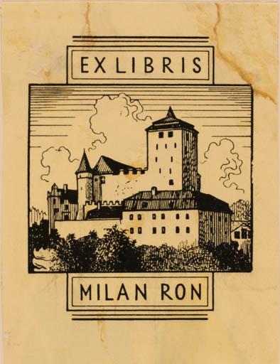 Exlibris by Karel Kinsky from Hungary for Milan Ron - Castle/Palace 