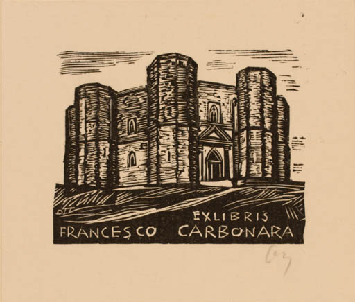 Exlibris by Herbert S. Ott from Germany for Francesco Carbonara - Castle/Palace 