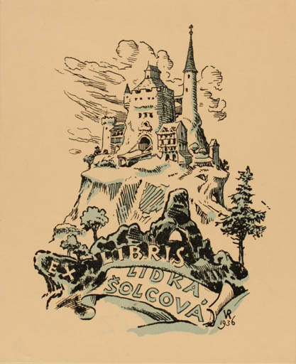 Exlibris by Vaclav Rytir from Czech Republic for Lidka Solcova - Castle/Palace 