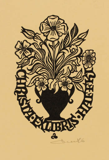 Exlibris by Zbigniew Dolatowski from Poland for Christa Haffki - Flower 