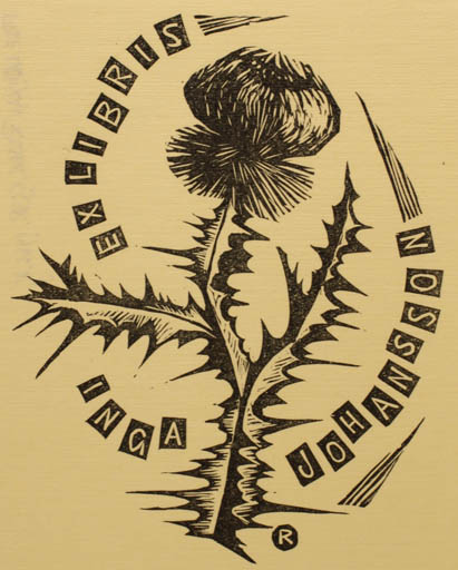 Exlibris by Ladislav Rusek from Czech Republic for Inga Johansson - Flower Flora 