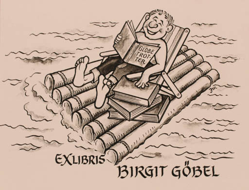 Exlibris by Julius Martin from Germany for Birgit Göbel-Stiegler - Book Man Maritime 