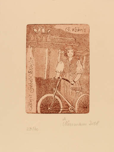 Exlibris by Marlene Neumann from Germany for Birgit Göbel-Stiegler - Woman 