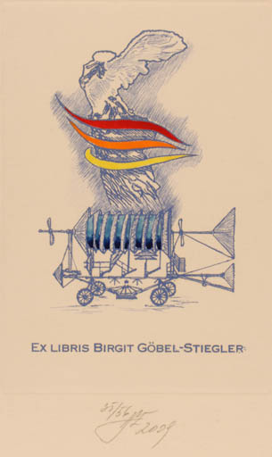 Exlibris by Andrzej Eizans from Latvia for Birgit Göbel-Stiegler - Surrealism 