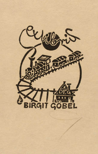 Exlibris by Zbigniew Jozwik from Poland for Birgit Göbel-Stiegler - Train 