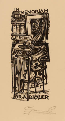 Exlibris by Gerard Gaudaen from Belgium for Dr. Arthur Bräuer - Interior 