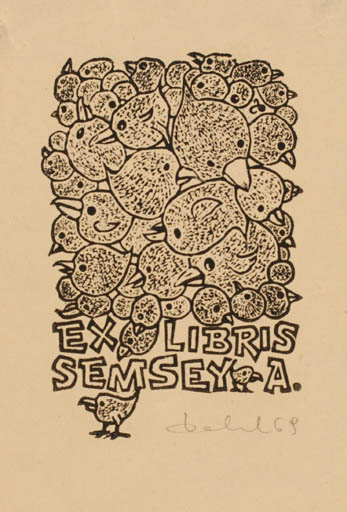 Exlibris by Zbigniew Dolatowski from Poland for Dr. Andor Semsey - Bird 