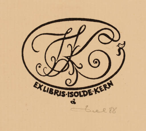 Exlibris by Zbigniew Dolatowski from Poland for Isolde Kern - Monogram 