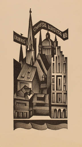 Exlibris by Anatolij Kalaschnikow from Russia for Chiesa Luisita - City 