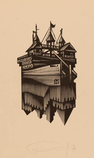 Exlibris by Anatolij Kalaschnikow from Russia for Alja Repo - Architecture Maritime 