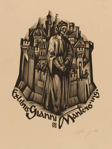 Exlibris by Anatolij Kalaschnikow from Russia for Gianni Mantero - City Man 
