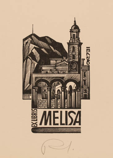 Exlibris by Anatolij Kalaschnikow from Russia for ? Melisa - Architecture 