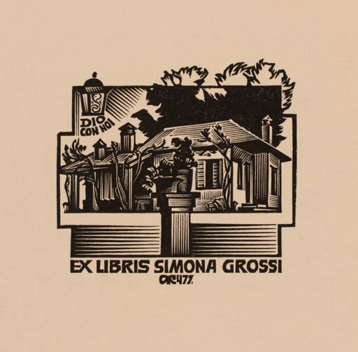 Exlibris by Anatolij Kalaschnikow from Russia for Simona Grossi - Architecture 