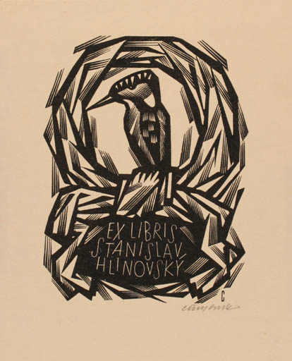 Exlibris by Vojtech Cinybulk from Czech Republic for Stanislav  Hlinovsky - Bird 