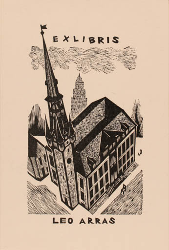 Exlibris by Piet Janssens from Belgium for Leo Arras - Church 