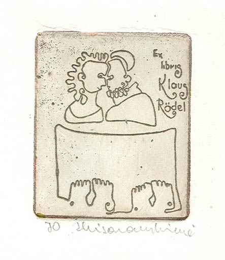 Exlibris by Saule Joze Kisarauskiene-Sauté from Lithuania for Klaus Rödel - Couple Romance 